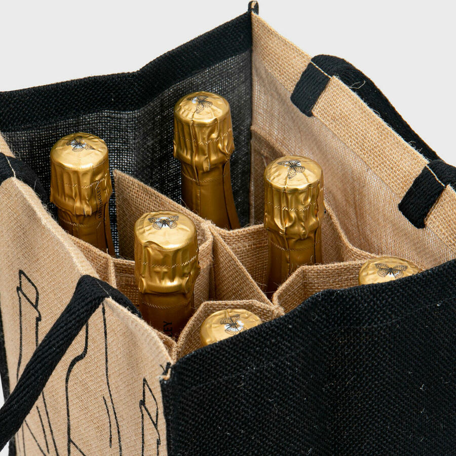6 Bottle Print Bottle Bag with Removable Dividers